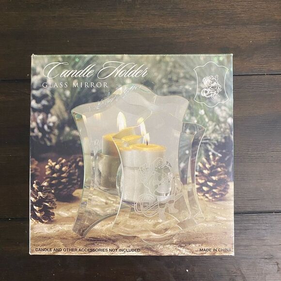 Costco | Glass Mirror Candle Holder + Candle - Picture 1 of 6